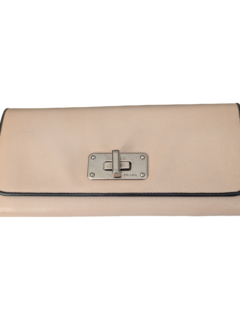Prada Milano Saffiano Leather Envelope Long Wallet Purse Clutch Shoulder Bag